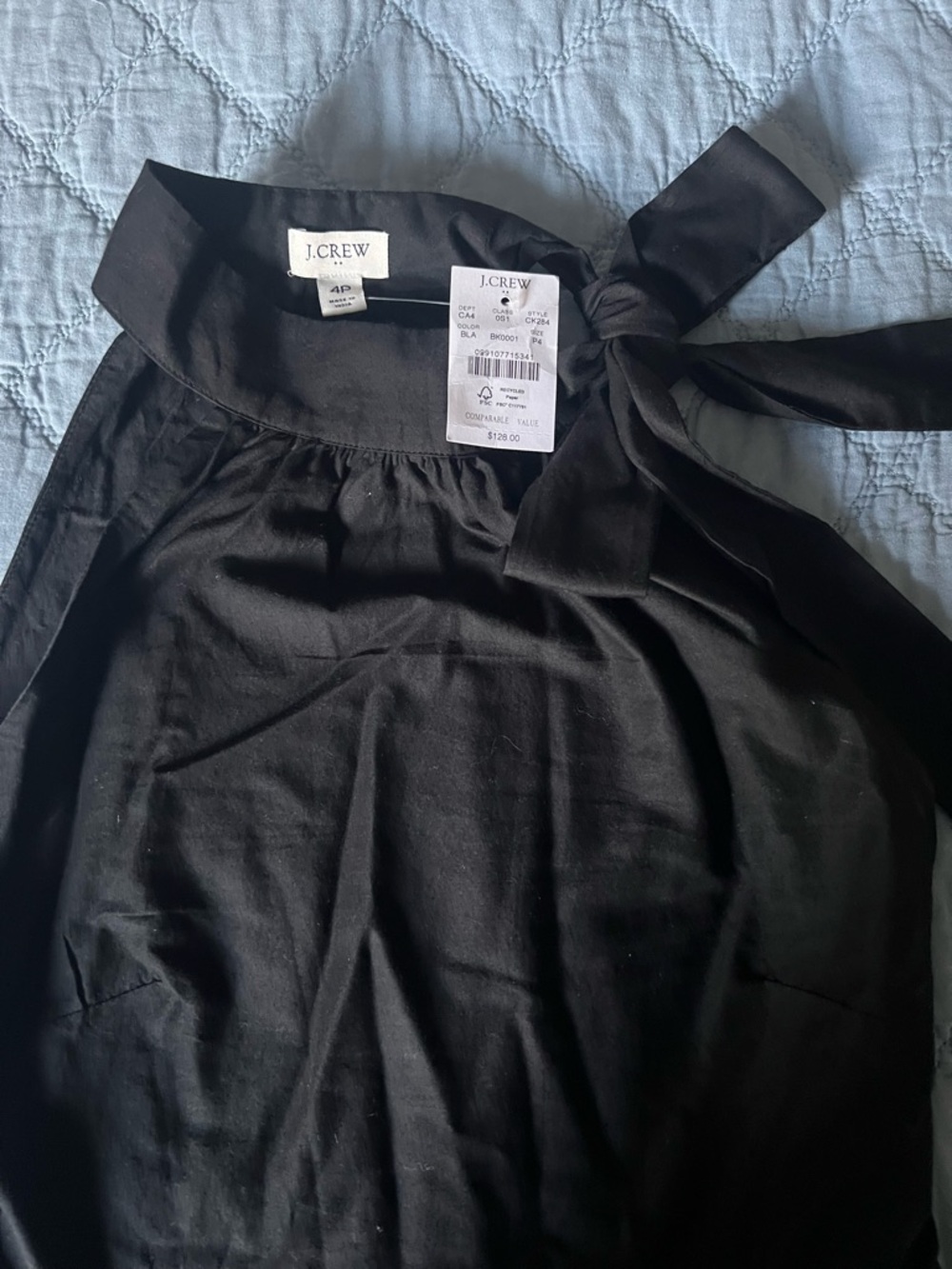 NWT- J.Crew Black Halter Dress Tie-Neck